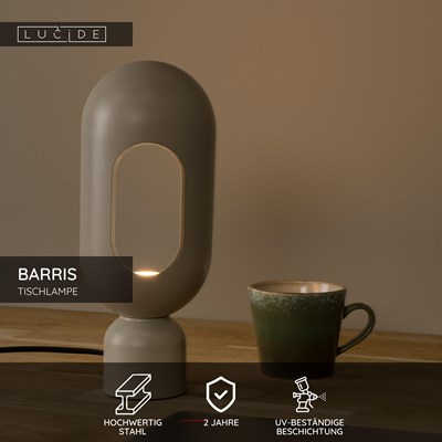 Lucide BARRIS - Tischlampe - 1xE27 - Taupe